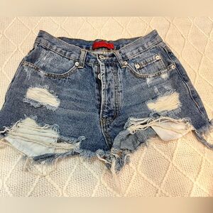 Signature Blue Distressed Jean Shorts